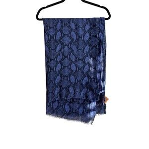 Tory Burch Scarf Shawl Oversized Snake Print Purple Blue Viscose Lightweight